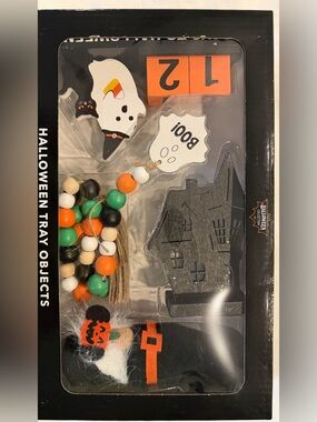 Halloween Tray Objects Decorative Set - Orange, Black, White, Green